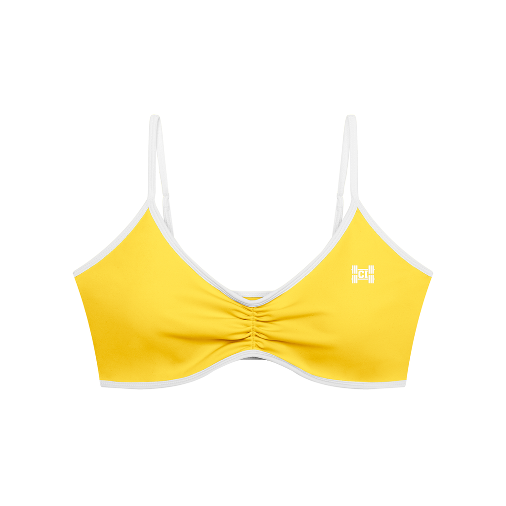 CI Women's Color Block Ruched V-Neck Sports Bra