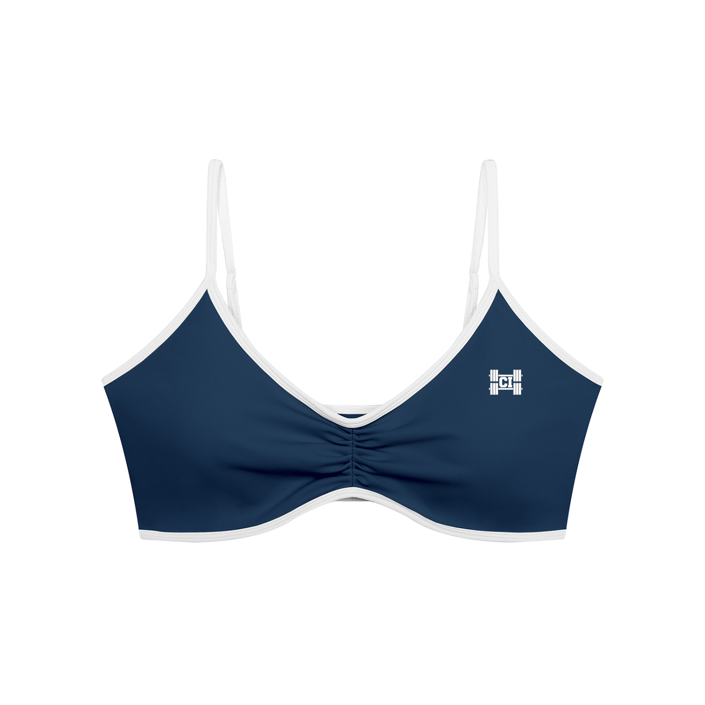 CI Women's Color Block Ruched V-Neck Sports Bra