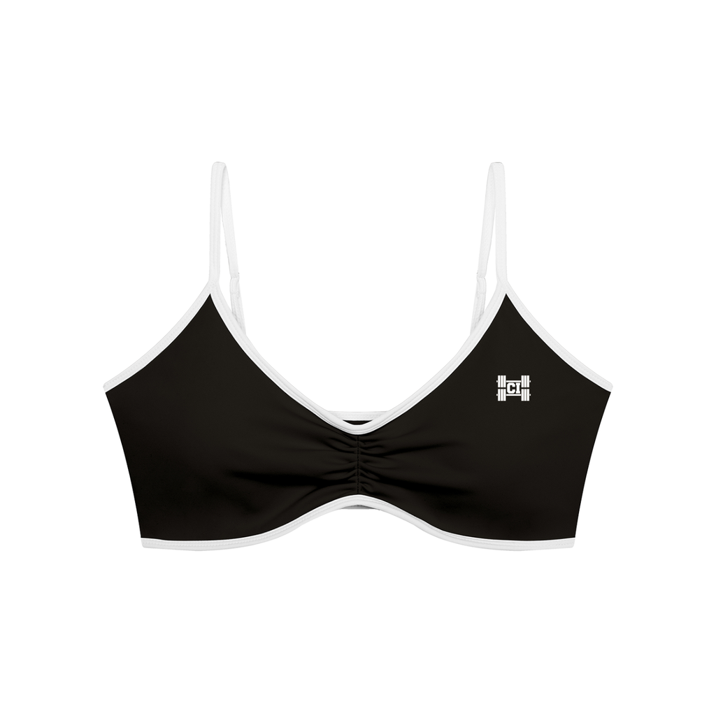 CI Women's Color Block Ruched V-Neck Sports Bra