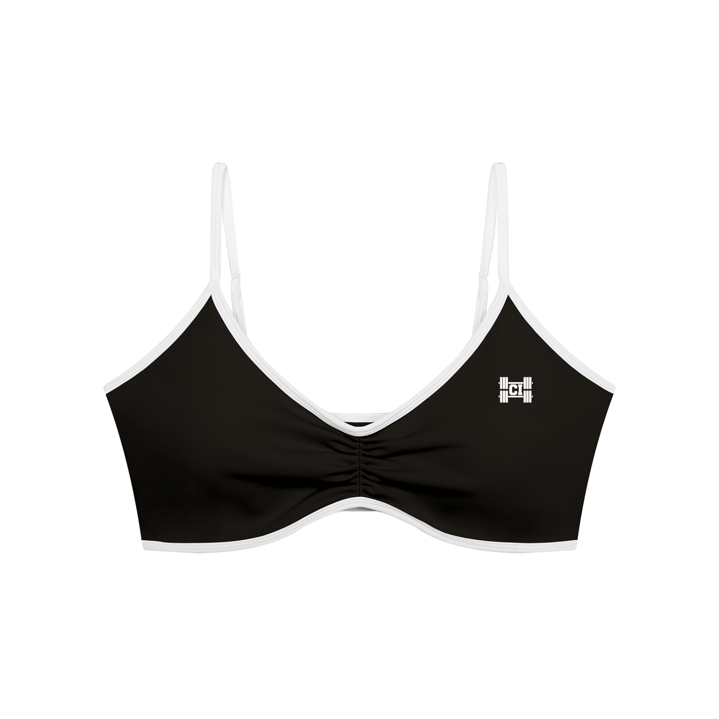 CI Women's Color Block Ruched V-Neck Sports Bra