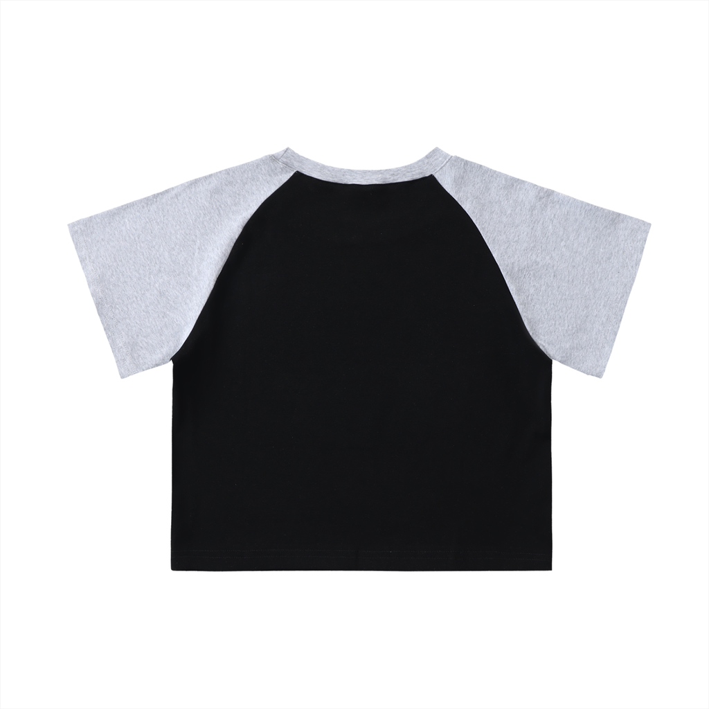 Emblem Color-Blocked Raglan Sleeve Crop Top