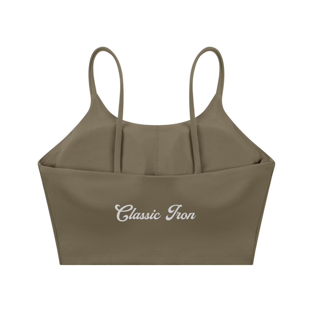 Cursive Spaghetti Strap Yoga Sports Bra